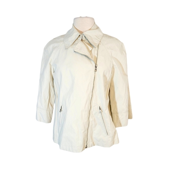 Lafayette 148 Off-White Asymmetric Zipper Moto Jacket - Picture 1 of 10